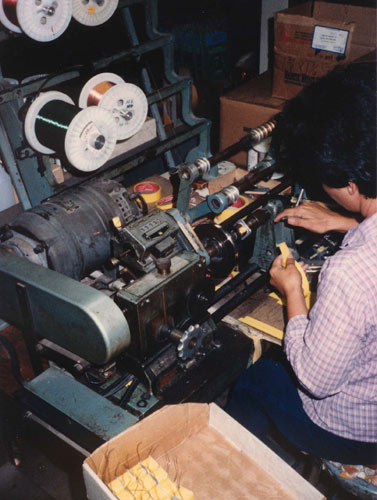 Winding operation at Reichenbach Engineering Inc. North Hollywood, Ca 1984