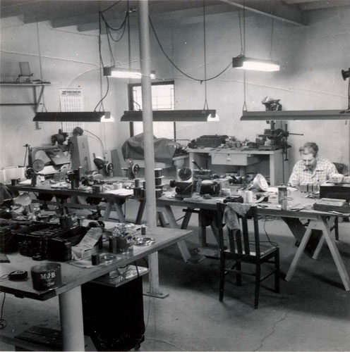 Ed in Reichenbach Engineering Company shop. Circa 1953
