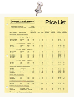 Jensen transformers price list